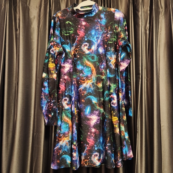 Blackmilk Dresses & Skirts - Blackmilk GALAXY PSYCHEDELIC LONG SLEEVE EVIL MINI SKATER DRESS - LIMITED
